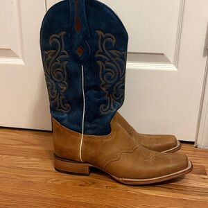J.B. Dillon Tan and Navy Cowboy Boots